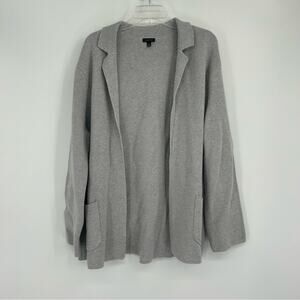 Talbots Gray Open Wool Blend Knit Cardigan Size XL Business Casual